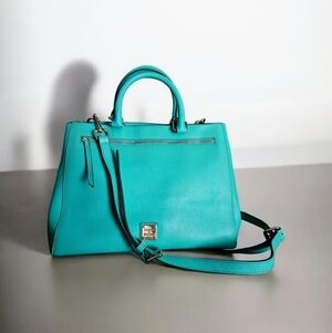 Classic Dooney & Bourke Saffiano Stretched Satchel Teal Mint Aqua Crossbody